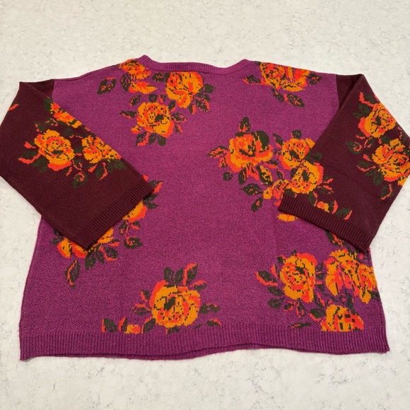 NWT The Pioneer Woman Colorblock Purple Garden Floral Sweater Sweet Rose XXL(20) - Picture 5 of 15